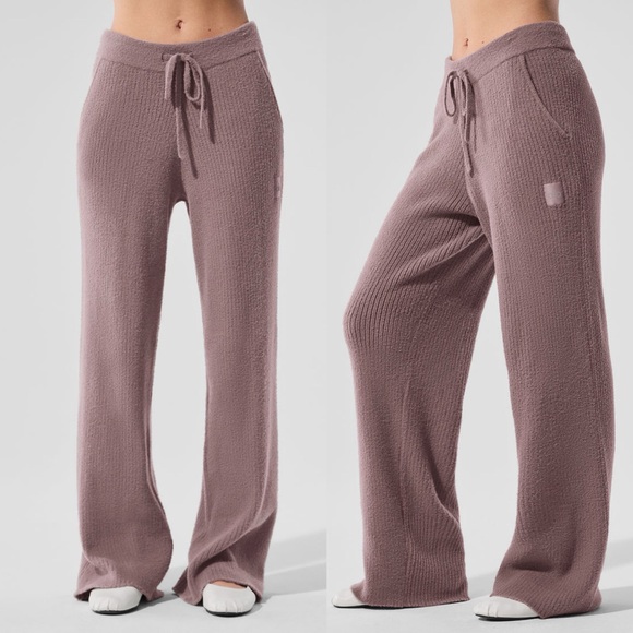 Alo Yoga Snuggle Up Sweater Shawl & Top & High-Waist Pant Mushroom Small - Picture 4 of 13